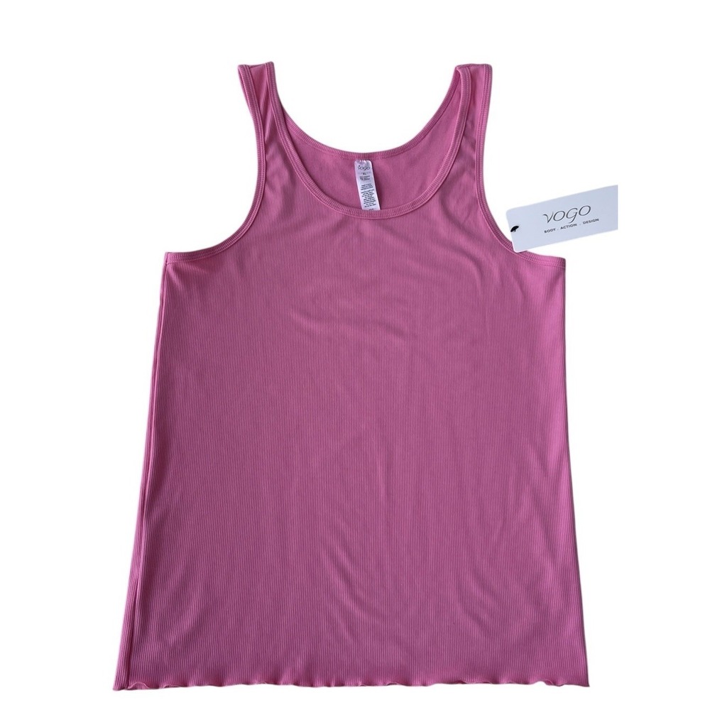 Vogo Body Action Design Pink Ribbed Racerback Tank Top Soft Ladies XL NWT